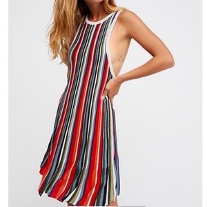Free people rainbow silver stripe sleeveless dress